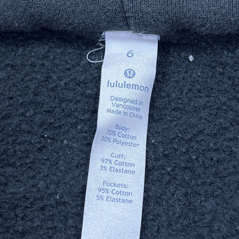 Lululemon Scuba Hoodie Full Zip Sweater Classic Cotton Fleece Black Sz 6 W4AP7S*